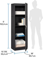 Sauder Miscellaneous Tall Storage Cabinet, Kitchen Pantry, Single Door with Adjustable Shelves, Raven Oak Finish