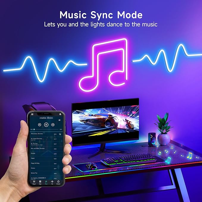 LED Neon Rope Lights, 32.8ft RGB LED Light Strip, 24V Music Sync App/Remote Control DIY Rope Light, IP67 Waterproof Gaming Neon Strip Lights for Bedroom Indoor Oudoor Décor