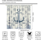 Nautical Anchor Curtains, Vintage Sailboat Ocean Coastal Lighthouse Window Drapes, Navy Blue Coral Shell Seahorse Beach Print Blackout Window Treatments for Living Room Bedroom 84x84in