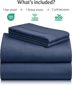 LuxClub 4 PC California King Sheet Set, Breathable Luxury Bed Sheets, Deep Pockets Wrinkle Free Cooling Sheets Machine Washable Hotel Bedding Silky Soft - Navy Cal King
