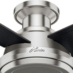 Hunter Fan Company 59247 Dempsey 52 inch Ceiling Fan with Light and Remote, Low Profile Indoor, Brushed Nickel Finish