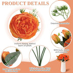 Hoteam 24 Bundles Artificial Peonies Flowers Wedding Faux Flowers Silk Peony Bouquet Bulk Bride Fake Florals Arrangements for Table Centerpieces Wedding Party Vase Decor (Orange)