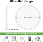zemty LED Ceiling Light Flush Mount Super Slim 9 Inch 24W 2400lm Ceiling Lights with 3 Color Temperature in One 3000k/4500k/6000K - Round Flat Light Fixture for Kitchen Hallway (1Pack, White)