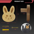 4PCS Wooden Rabbit Shaped Cabinet Knobs, Cabinet Handles, Single Hole Beech Wood Handles, Wood Hooks with Full Set of Screw Accessories