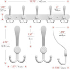 Coat Rack Wall Mount with 5 Tri Hooks, Stainless Steel 16 Inch – White Matte Finish, Heavy Duty Wall Mounted Hook Rack for Coats, Hats, Towels, Scarves, Robes, Bags, Entryway & Bathroom