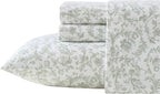 Laura Ashley - Flannel Sheets Queen Size, Anti-Pilling & Wrinkle Resistant Cotton, Touchably Soft for All-Season Comfort - Bed Sheets with Matching Pillowcases & Fitted Sheet (Brinna Green)