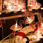 DomeStar 10Ft Pink Flamingo String Lights - LED Battery Operated Fairy Lights, Outdoor Patio Decor for Garden, Poolside, Tropical Hawaiian Luau Party Decor