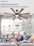ZMISHIBO 62 inch Oil Bronze Farmhouse Ceiling Fan with Light and Remote, Indoor/Outdoor Rustic Brown Ceiling Fan for Living Room Patio, 6 Speed Reversible Quiet DC Motor, 3 CCT, Dual Finish 8 Blades