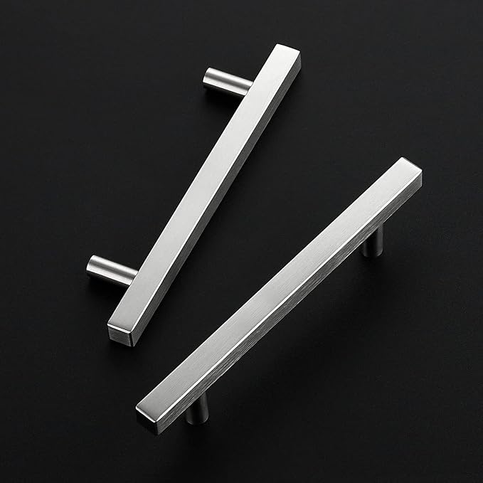 Ravinte Brushed Nickel Cabinet Handles 15 Pack 4-1/2 inch Satin Nickel Square Cabinet Pulls Silver Hardware for Kitchen 7 inch Overall Length Stainless Steel Drawer Pulls
