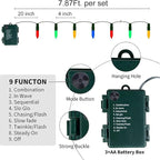 Christmas Lights Battery Operated 4 Pack 8 Feet 20 LED String Lights on Green Wire with 8 Modes Waterproof Tree Lights for Outdoor Indoor Holiday Party Garden Xmas Tree Decorations, Multicolor