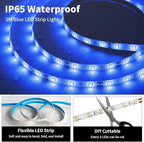 iNextStation Blue LED Strip Light, 16.4ft 5M 2835 SMD 300 LEDs 12V Flexible Cuttable LED Tape Light for Bedroom Kitchen Cabinet Wardrobe TV (Power Adapter Included)