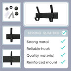 Matte Black Small Coat Rack Wall Mount – 6 Inch Stainless Steel Hook Rail with 2 Double Coat Hooks – Wall Mounted Entryway Organizer for Coats, Hats, Bags, Towels, Robes, Closet or Bathroom