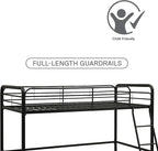 DHP Junior Loft Bed, Space-Saving Metal Frame, Black Finish, Ideal for Younger Children