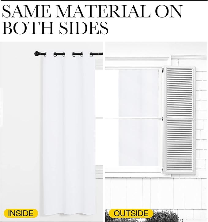 NICETOWN White Curtains for Sliding Door - 55 by 96, 2 Pieces, Blocking Out 50% Sunlight Window Treatment Modern Design Grommet Curtain Panels for Dining Room