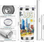 City Travel Mug for City Lover,20oz Double Wall Tumbler Vacuum Insulated Stainless Steel Coffee Cups (Los Angeles)