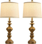 27.5" Farmhouse Table Lamps Set of 2 Bedside Nightstand Lamp with USB C+A Ports & AC Outlet, 3 Way Dimmable Touch Lamps for Bedroom Living Room Office Rustic Lamp (Rotary Switch-Copper)