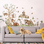Jungle Animal Wall Stickers Forest Safari Wall Decals Kid Room Nursery Baby Bedroom Décor (Bear Spotted Deer Tree)