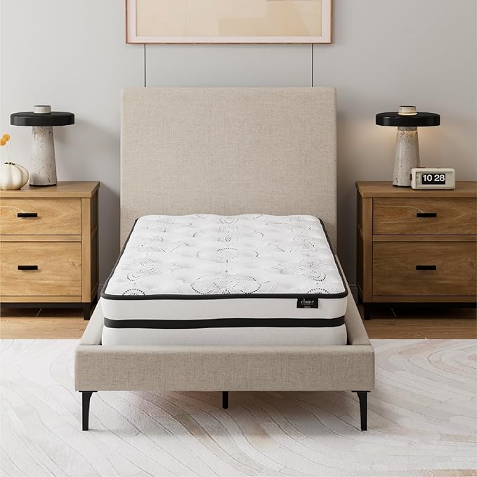 Signature Design by Ashley Twin Size Chime 10 Inch Medium Firm Hybrid Mattress with Cooling Gel Memory Foam for Pressure Relief, Fiberglass Free, Mattress In A Box