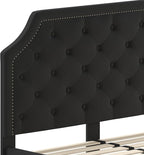 Flash Furniture Brighton Queen Size Tufted Upholstered Platform Bed in Black Fabric
