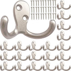 20 Pcs Coat Hooks Hardware Wall Hooks Heavy Duty Hooks for Hanging Coats Double No Rust Hook Wall Mounted for Key, Towel, Bags, Cup, Hat
