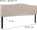Flash Furniture Cambridge Tufted Upholstered King Size Headboard in Beige Fabric