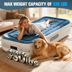 Twin Air Mattress with Built-in Pump,Fast & Easy Inflation/Deflation Inflatable Mattress, Foldable Blow Up Mattress with Storage Bag, Inflatable Bed for Home, Camping & Guests