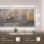 72"X40" LED Bathroom Mirror with Front Lights and Backlit, Anti-Fog, Dimmable, Shatter-Proof Tempered Glass, Lighted Bathroom Vanity Mirror for Wall with 3 Colors, Memory Function