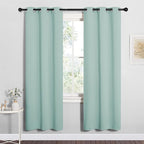 NICETOWN Bedroom Curtain Panels Blackout Draperies, Thermal Insulated Solid Grommet Blackout Curtains/Drapes (Aqua, One Pair, 34 by 72-inch)