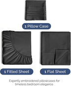 Twin Size 3 Piece Sheet Set - Comfy Breathable & Cooling Bed Sheets Set - Hotel Luxury Bedding for Women, Men, Kids, Teens, Boys & Girls - Deep Pockets, Ultra-Soft and Wrinkle Free - Oeko-Tex - Black
