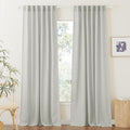 RYB HOME Linen Sheer Curtains 95 inches Long, Textured Privacy Semi Sheer Curtains 2 Hanging Options for Bedroom Office Living Room Patio Door Window Decor, Grey, W 52 x L 95, 2 Pcs
