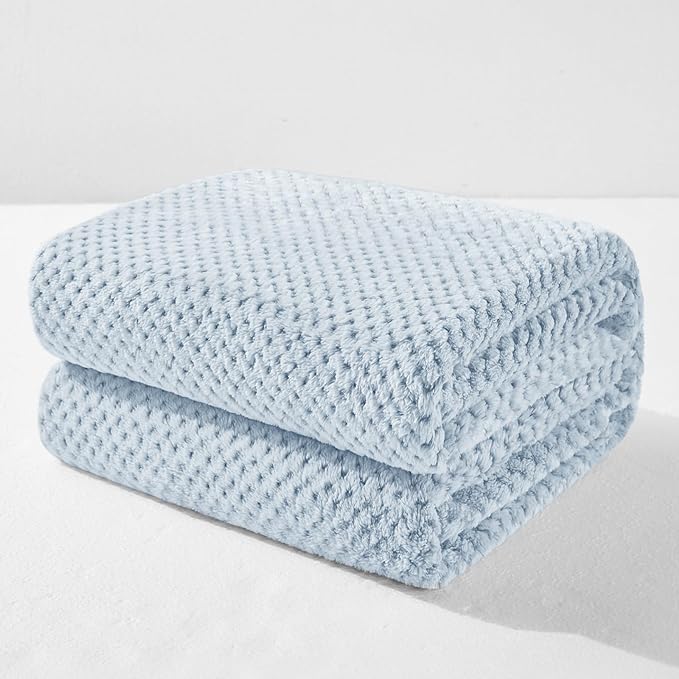 Exclusivo Mezcla Fleece Bed Blanket King Size, Super Soft and Warm Blankets for Couch, Sofa and Bed Waffle Textured, Cozy, Fuzzy and Lightweight (Mixed Slate Blue, 90x104 Inches)