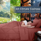 HEVUMYI Terracotta Cali-King Comforter Set - 7-Piece All Season Bed in a Bag Cali-King, Ultra Soft Bedding Set with Comforter, Flat Sheet, Fitted Sheet, Pillowcases, Pillow Shams