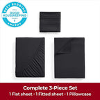 Mellanni Extra Deep Twin XL Sheets - 3 PC Iconic Collection Bedding - Hotel Luxury, Ultra Soft, Cooling Bed Sheets - Wrinkle, Fade, Stain Resistant (Twin Extra Long, Black)