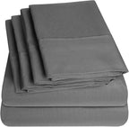 Sweet Home Collection 6 Piece 1500 Supreme Collection Brushed Microfiber Deep Pocket Sheet Set-2 Extra Pillow Cases, Great Value, Rv Short Queen, Gray