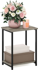 Furinno Simplistic Metal Frame End Table, 1-Pack, French Oak