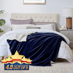 Walensee Sherpa Fleece Blanket (King Size 108”x90” Navy) Plush Throw Fuzzy Super Soft Reversible Microfiber Flannel Blankets for Couch, Bed, Sofa Ultra Luxurious Warm and Cozy for All Seasons