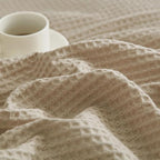 PHF 100% Cotton Waffle Weave Throw Blanket，Pre-Washed Snag Proof Lightweight Breathable Moisture-Wicking for Layering in Cold Weather for Couch Bed,Machine Washable,Home Decor Gift-Khaki/Simply Taupe