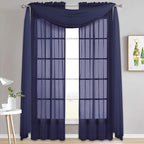NICETOWN Scarf Sheer Curtain 216 Length - Window Topper Valance Voile Panel Classic for Sons/Boys/Seniors Room (60 Wide by 216 Long inches, 1 Piece, Dark Blue)