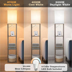 RUNTOP Floor Lamp with Shelves, Shelf Lamp with 3 Color Temperature LED Bulb,Lamps for Living Room, Standing Lamp Modern Tall Standing Light Display Shelf Floor Lamps for Bedroom, Office Home Decor