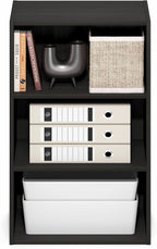 Furinno Basic Book Shelf, 3-Tier Bookshelf, Cube Storage Organizer Bookcase with Open Shelf, 11 x 17 x 26, for Living Room, Bedroom, Home Office, Espresso