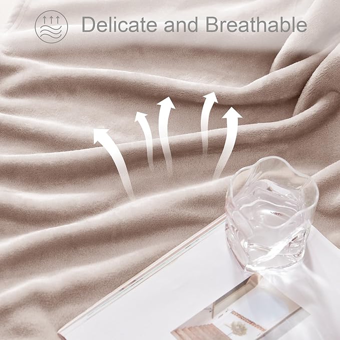 Exclusivo Mezcla Fleece Blanket King Size for Bed, Super Soft and Warm, All Season Use, Cozy, Plush, Lightweight, 120x120 Inches, Light Grey