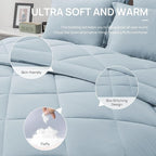 Love's cabin King Size Comforter Set Light Blue, 7 Pieces King Bed in a Bag, All Season Bedding Sets with 1 Comforter, 1 Flat Sheet, 1 Fitted Sheet, 2 Pillowcase and 2 Pillow Sham