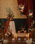 Ling's Moment 41" Tall Fall Free Standing Artificial Flowers Arrangements 2 pcs Wedding Arch Altar Stage Decorations Sunset Terracotta For Ceremony Reception Church Backdrop Outdoor Aisle Floral Party