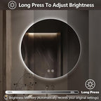 Niccy Round Led Mirror for Bathroom, 36" Circle Frameless Backlit Mirror wiht Light, Anti-Fog, 3 Colors, Waterproof, Memory Function