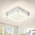 Flush Mount Ceiling Light 11IN Hallway Light Fixtures Ceiling Square Crystal Ceiling Light Fixture Dimmable Light Fixtures for Kitchen, Bathroom, Bedroom, Hallway Ceiling Lights