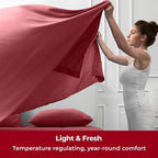 Mellanni Twin XL Sheets Set - 3 PC Iconic Collection Bedding - Hotel Luxury, Extra Soft, Cooling Bed Sheets - Wrinkle, Fade, Stain Resistant (Twin Extra Long, Brick Red)