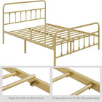 Yaheetech Classic Metal Platform Bed Frame Mattress Foundation with Victorian Style Iron-Art Headboard/Footboard/Under Bed Storage/No Box Spring Needed/Queen Size Antique Gold