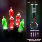 LYHOPE Battery Christmas Lights, 2Pack Total 66ft 200 LED Christmas Lights Waterproof 8 Modes Battery Operated String Light for Outdoor & Indoor, Xmas Tree, Wreaths, Holiday Decoration (Red & Green)