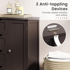 Giantex Bathroom Storage Cabinet with Drawers - 4 Drawer Storage Organizer w/Cupboard, Adjustable Shelf, Anti-Toppling Device, Entryway Storage Unit Console Table, Bathroom Floor Cabinet (Brown)
