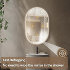 33" x 20" Oval LED Mirror for Bathroom, Backlit Vanity Mirror with Lights, Frameless Smart Wall Mirror, 3 Colors Stepless Dimmable, Anti-Fog, Shatterproof, Memory, CRI95+(Horizontal/Vertical)